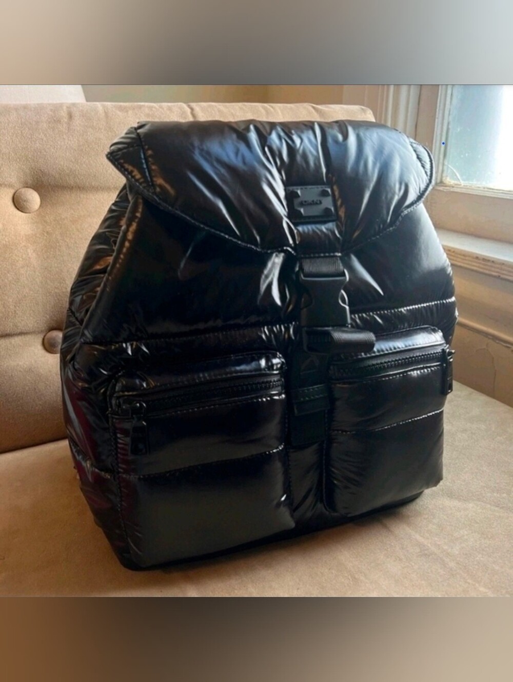 DKNY Black Puffer Signature Backpack